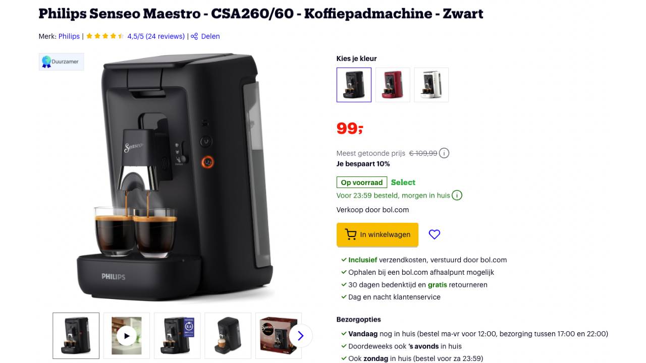 Philips Senseo Maestro - CSA260:60 - Koffiepadmachine - Zwart